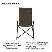 Blackdeer 야외 접이식 의자 3단 조절 가능한 긴 등받이 의자 야외 캠핑 안락 의자 피크닉 비치 휴식 의자, 육군 녹색