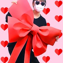 DIY 초대형 리본 (레드) - 인간화환 기념일 선물 웨딩카 장식, 단품