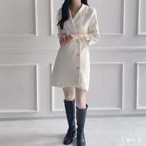 레이크 사이드버튼 7부 미니 원피스 2color