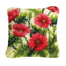 16x16inch 래치 후크 키트 던지기 베개 커버 인쇄 된 꽃 패턴이있는 소파 쿠션 가족 친구를위한 크리스마스 선물, 다색, 폴리 에스터