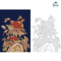 감성 모란도 전통 민화 도안 민화그리기 동양화 본그림, 고급 닥순지, 원본 사이즈(추천)