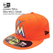 [뉴에라][슈즈네][정품] MLB 어센틱 마이애미 말린스 로드(어웨이 야구모자 사이즈캡 59FIFTY 메이저리그 선수모자 미국직배송