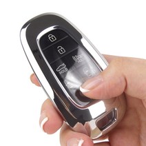 더조은셀러 싼타페 / 스타리아 / 아이오닉5 / 그랜져 / 쏘나타 / 넥쏘 / 아반떼 / 투싼 클리어뷰 풀커버 8 7 6 5 4 3 버튼 스마트키홀더 케이스, 실버