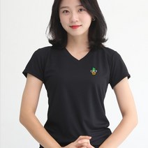 멋지군 코오롱 쿨론 기능성 브이넥 파인애플 자수 반팔 쿨 티셔츠