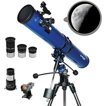 미드 장비 – 폴라리스 114mm 조리개 초보자를 위한 별 관측 천문 망원경을 반영하는 휴대용 뒤뜰 – 안정적인 독일 적도(보석) 수동 마운트 – 달 행성 보기 및 앰프 별 원, polaris 114 eq 반사경 망원경