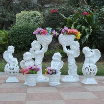 무드 디자인 장식품 야외 FRP 유럽식 그림 장식 안뜰 빌라 정원 천사 조각 커뮤니티 잔디 조경, [33] 흰색 6 조합