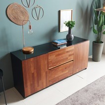 노르딕 멀바우원목 흑경 1500 높은거실장 /와이드 TV장식장, 서랍형