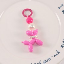 말짜샵 진주 강아지 키링 가방 열쇠고리, 핫핑크, 1개