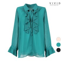 비비드시크릿가너 VIVID 모던 주름타이 쉬폰 블라우스