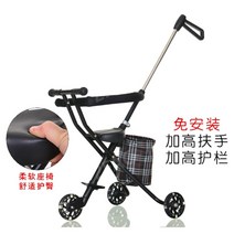 초경량 유모차 접이식 3키로 폴딩 기내반입 쇼핑몰 간편 핸들높이조절 튼튼한, 블랙 3륜바퀴