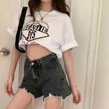 KORELAN 레트로 플레어 팬츠 그물 연예인 일 하이 웨이스트 데님 반바지 여성 얇고 높은 핫 팬츠