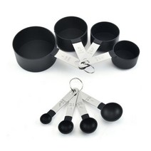 주방 베이킹 도구 계량스푼 키친툴 5/8개 측정 숟가락 세트 컵 차 커피 액체 밀가루 요리 악세사리, 8pc black, CHINA