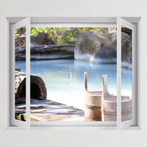 아트박스/꾸밈 iy882-자연아침노천탕_창문그림액자(중형), H타입-아이보리화이트