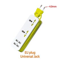 디자인 멀티탭 스마트 전원 스트립 범용 플러그 2500w 전기 소켓 3 ac 콘센트 qc3.0 고속 충전 타이머 스위치 소켓 2m, eu 2ac 4usb-녹색