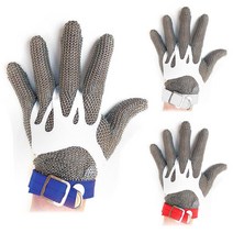 PFM 그물 안전장갑 (고정밴드포함) 육가공 베임방지, M (레드)