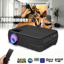 lcd 프로젝터 7000 루멘 지원 1080p hd 멀티미디어 홈 시네마 스마트 시어터 led proyector hdmi vga av sd usb 비머, 하얀