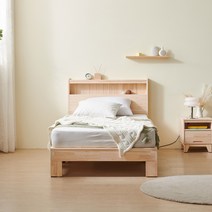 이노센트 파트비 편백나무 원목 평상형 LED SS 침대프레임 i103292, 내추럴