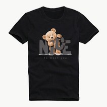 [투준플레이] 나이스곰 빅사이즈 남여공용 M~4XL 라운드 프린트 레터링 캐릭터 반팔 티셔츠 커플 단체
