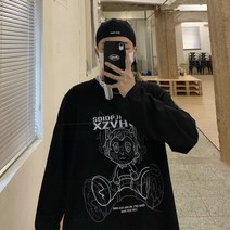 100% 순면 긴팔 티셔츠 캐릭터 아톰 프린트 루즈핏 라운드넥 레깅스