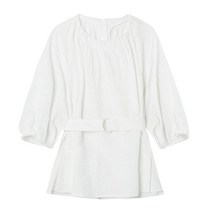베스띠벨리 22S/S 벨티드 퍼프 소매 7부 블라우스 BEB2432WH