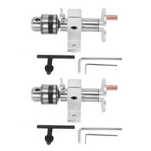 2X Live Lathe Center Head With Chuck DIY Accessories For Mini Machine Revolving Woodworking Tool, 01 Silver
