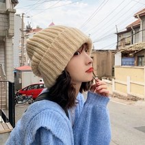 루즈핏 루즈비니 머스타드 얼굴작아보이는 니트 비니
