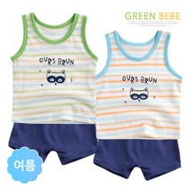그린베베 국내생산 영유아용 연줄코코 편면내의(나시)