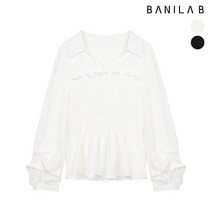 [바닐라비] 여성 오픈 카라 탑 셔링 블라우스