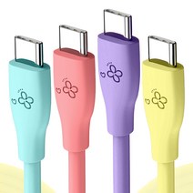 아이엔조이 60W 마카롱 PD C to C타입 고속 충전 케이블 혼합색 4개입, 1.2m, 4개