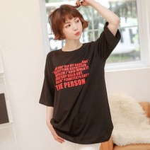 여성 롱반팔 티셔츠 빈.티지레터링 롱박스티셔츠 박시핏 오버핏 루즈핏