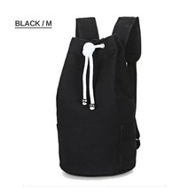 남성 드로스트링 배낭 버킷 스포츠 농구 가방 캔버스 대용량 여행 더플 백, CHINA, Black M