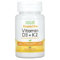 Super Nutrition 비타민D3 K2 베지 캡슐 60정, One Color, One Size