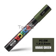 아트마커펜 패브릭마카 페인트 보드 마카펜 1pcs Uni Posca PC-5M 마커-여분의 미세 총알 팁 1.8-2.5mm 물 기반 29 색상 가능, [12] Khaki Green