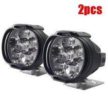 6LED 오토바이 보조 헤드라이트 12V 15W 방수 스포트라이트 램프 2 개 고휘도 스쿠터 Autocycle 자동차 전, 01 black-2pcs