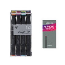 알파색채 디자인 마카 기본 + 블렌딩 팔레트, 1세트, 12색