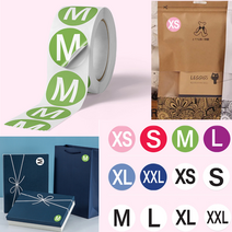 호아프_ [1+1] 사이즈스티커 의류 포장 옷 치수 사이즈 라벨표시 스티커롤 원형 라벨 500장 2롤 세트 사이즈 컬러 롤 스티커 강력한점성 쉽게 변색되지 않는 내구성, 2개