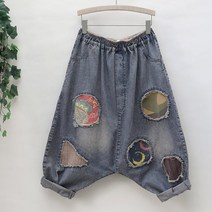 엄마 청바지 9부 밴딩 몸배 데님 배기 아줌마 바지 하렘 붓다 팬츠
