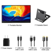 보조모니터 C타입 휴대용 UHD 컴퓨터 노트북 Xbox 스위치용 듀얼 스피커 게이밍 IPS HDR 400 4K, 9.With foldable stand - 미국 플러그