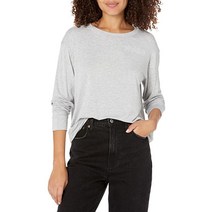 휴고 보스 womens Outline Logo Relaxed Fit Long Sleeve Shirt Soft Grey Melange X-Small US