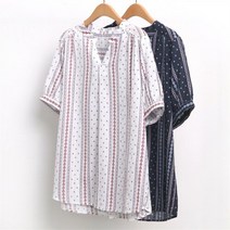 강물처럼 빅사이즈사랑해요 5966L008 에스닉 세로 줄 남방 OL (5940687)