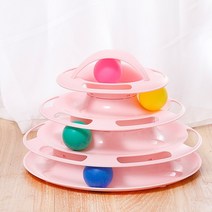 고양이 원목 공간박스 캣타워 중형 대형고양이 장난감 4 층 턴테이블 공 퍼즐 트랙 타워 애완 동물 상호 작, 03 Pink-Four