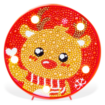 블링블링 어린이 보석십자수 LED 무드등 전용액자포함 캐릭터 DIY 세트 비즈 큐빅 동물 소형 키즈, 어린이무드등-루돌프