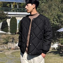 남녀공용 오버핏 누빔 패딩점퍼/ 노카라 퀼팅자켓/ 깔깔이/ 숏패딩/ 빅사이즈 데일리 점퍼/ 에스티패딩