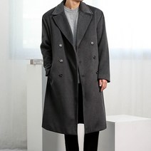 [오버나인] 남자 울 블렌디드 누빔 더블 모직 롱코트