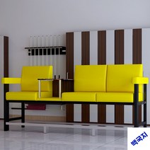 당구장의자 관구의자 소파 관람용, 옐로우-3인