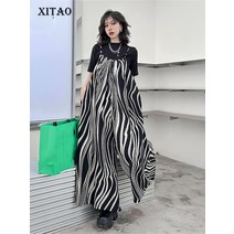 XITAO 어깨끈 없는 점프슈트 패션 여성 줄무늬 호피 여신범 캐주얼 스타일 소수파 여유 2023 여름 점프슈트 WLD16115