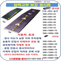 압착고무 진입판 500-500-30 흑 고강도 차량 바닥긁힘방지 점포진입판 상가진입판 휠체어 지하주차장 급경사완화 주차장 진입 경사턱 진입턱 공장파이프통과 지게차용