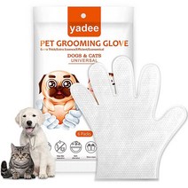 Yadee 강아지 청소 장갑 물티슈 고양이 개를 위한 반려동물 그루밍 장갑 애완 동물 털 세척 진정 및 영양을 공급하는 손가락 일회용 물티슈 강아지 새끼 고양이를 위한 부드, 6 pcs