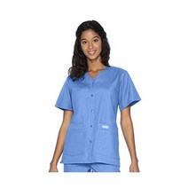 Landau Essentials 여성용 릴렉스 핏 4포켓 V넥 스크럽 탑 8232, Ceil Blue, Ceil Blue