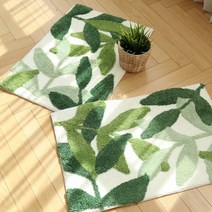 트루홈데코 나뭇잎 극세사 발매트, 초록잎